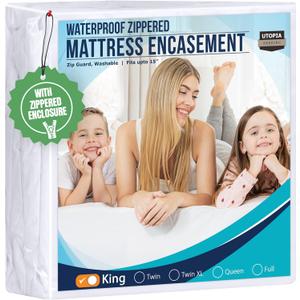 Utopia Bedding Mattress Protector Zippered King Size, 100% Waterproof Bed Bug and Dust Mite Proof Mattress Encasement, Absorbent 6 Sided Mattress Cover