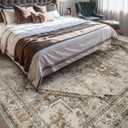 Beige Washable 8x10 Area Rugs for Living Room Rug Bedroom Rug-Carpet Neutral Dining Room Rugs for Under Table Soft Comfortable Non Slip Vintage Oriental Medallion Design