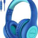 EarFun Kids Headphones Wired with Microphone, USB Type C Headphones for Kids, 85/94dB Volume Limit, Portable Wired Headphone with Shareport, Stereo Sound Foldable Headset for School/Tablet/PC, Blue