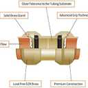 1/2" Push-fit Straight Coupling Plumbing Fitting, 1/2" Brass Push-to-Connect Plumbing Fitting, for Copper, PEX, CPVC Pipe
