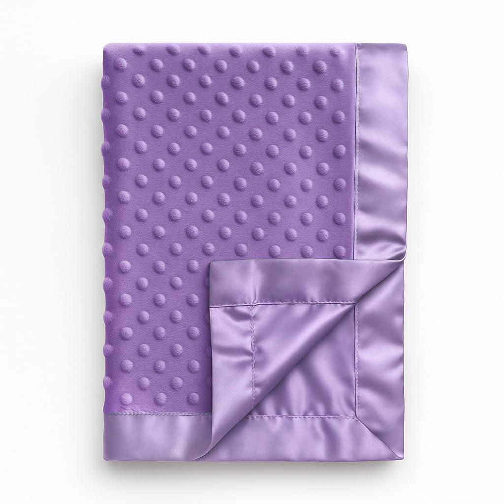 Pro Goleem Baby Soft Minky Dot Blanket with Silky Satin Backing Baby Gifts for Boys and Girls (Purple, 30 x 40)