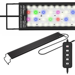 24/7 Mode LED Aquarium Light for 45-54 Inch Plant & Fish Tank, IP68 Full Spectrum Light, Sunrise-Daylight-Moonlight, White Red Green Blue Pink LEDs with Extendable Brackets for Freshwater 17x4 Inches