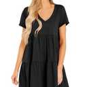 Cosonsen Womens Summer Casual Dresses 2025 Short Sleeve V-Neck Tshirt Dress Flowy Babydoll Dress Size L