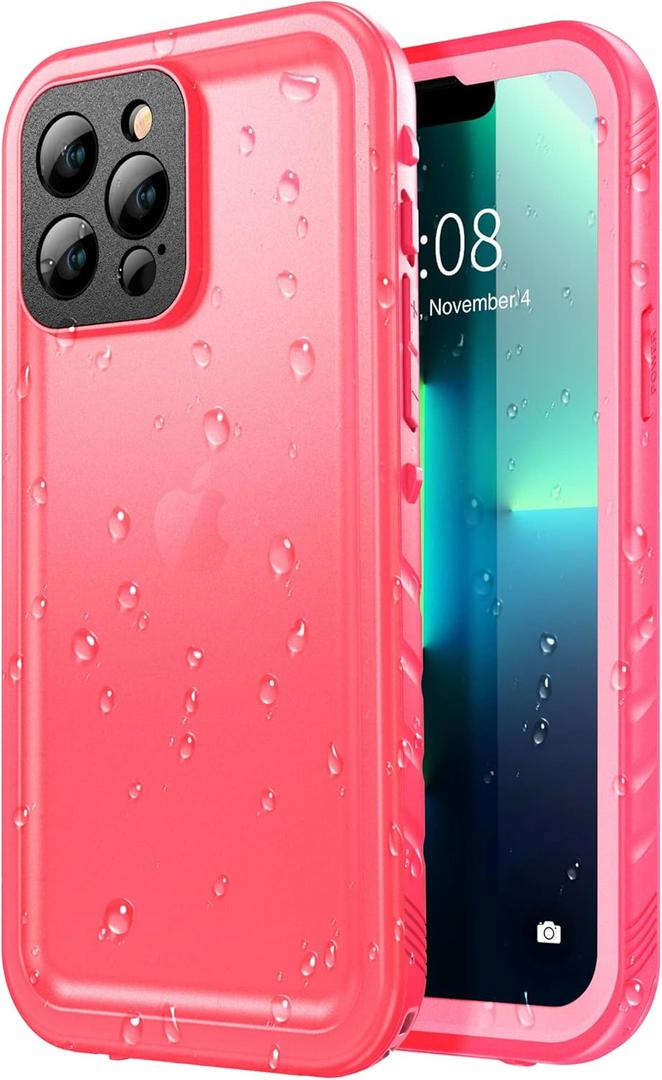 SPORTLINK for iPhone 13 Pro Max Case Waterproof - Full Body Heavy Duty Protection Cover Built in Screen Protector Shockproof Waterproof Case for iPhone 13 Pro Max 6.7 Inches Pink