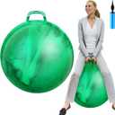 Lewtemi Hopper Ball for Adults, 29 Inch Bouncing Hippity Ball with Handle Rubber Hop, Jumping Hopping Exercise with Air Pump for Outdoors Sports Games Exercise (Green)