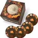 qiqee Thanksgiving 6x6x5 Cake Box, 18 Sets Thanksgiving Cake Box with Window  18 Sets 6" Thanksgiving Brown Pumpkin Cake Round Boards, 6inch Cake Containers