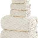 Extra Large Bath Towel Set of 6 (40"x80"),Oversized Bath Sheet Super Soft Highly Absorbent Microfibers Quick Dry Luxury Shower Towel for Bathroom Spa Gym Hotel Yoga (Cream, 6Piece)