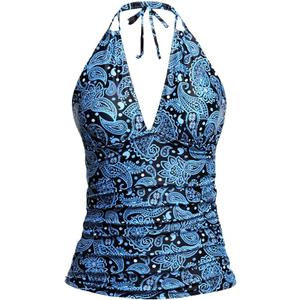 Yonique Women's Halter Tankini Top V Neck Swim Top Tummy Control Bathing Suit, XX