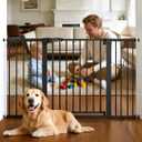 Babelio 36" Tall Baby Gate, PressGuard P7, 29-55" Auto Close Pressure Mounted Dog Gate for Doorways & Hallway, Basics Easy Walk Thru Pet Gate, Extra Wide Metal Child Gate, Black