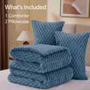 BEDELITE Fluffy King Size Comforter Set - Blue Fog Fleece Soft Comforter for King Size Bed, Luxury Warm Bedding Set for Winter, Fuzzy Bed Set 3 Pieces (1 Comforter, 2 Pillowcases)