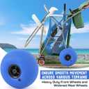 DoubleFill Foldable Beach Cart with 12 Inch Balloon Wheels for Sand, 100 lb Capacity Beach Wagon with Aluminum Frame, Removable Tote, Folding Sand Cart for Gear, Fishing, Camping(Blue Green,Classic)