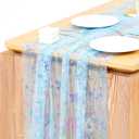 2 Pack Blue Snowflake Table Runner 29x120 Inch Princess Theme Birthday Party Decorations Lace Tulle Table Decor Home Dining Room Kitchen Holiday Wedding Anniversary Veil Decor