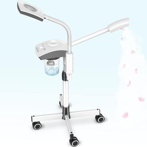 TASALON Professional Facial Steamer Tools for Esthetician, Skin Care and Deep Cleaning, 2 in 1 Face Machine with 3X Magnifying Foldable Arm, Face Steamer for Facial, Hot Mist Skincare, White