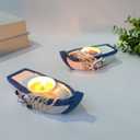 2Pcs Sea Boats Tealight Candle Holder for Home Decor, Dining Table, Living Room, Coffee, Table Centerpiece(Pirate ShipFishing-Boat)