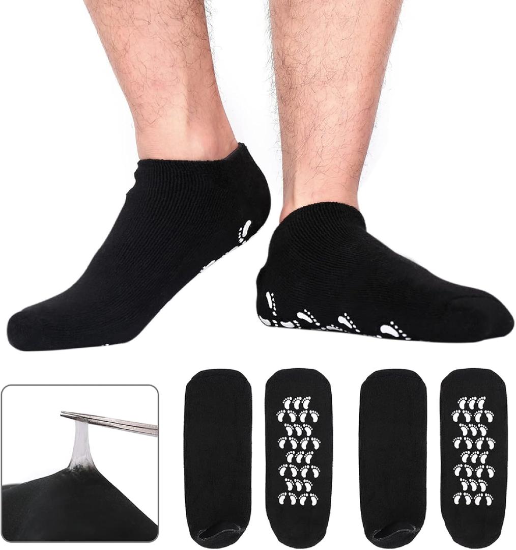 Codream Large Men's Moisturizing Gel Socks Men's Feet Care Ultimate Treatment for Dry Cracked Rough Skin on Feet Pack of 2 Pairs Black US Men 1015