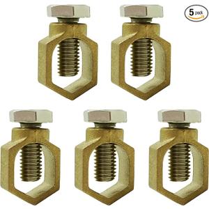 Copper Ground Rod Clamp, Great for 1/2”- 5/8” Grounding Rods (10, Brass Clamp (1/2''-5/8''))