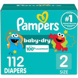 Pampers Diapers - Baby Dry - Size 2, 112 Count, Absorbent Disposable Infant Diaper  (Size 2)