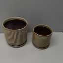 Oairse Ceramic Pots for Indoor Plants, 6.1 +4.9 inch Pots for Plants Set of 2 Brown Plant Pots with Drainage Holes and Saucers Texture Ceramic Planters Indoor Outdoor Flower Pot for Succulent