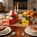 TaoBary 30 Set Thanksgiving 2 Cup Drink Carrier with Handle Portable Foldable Tray Drink Holder Yellow Orange Disposable Cardboard Coffee Cup Holder with Pumpkin Maple Leaf Cards, Thanksgiving Gifts