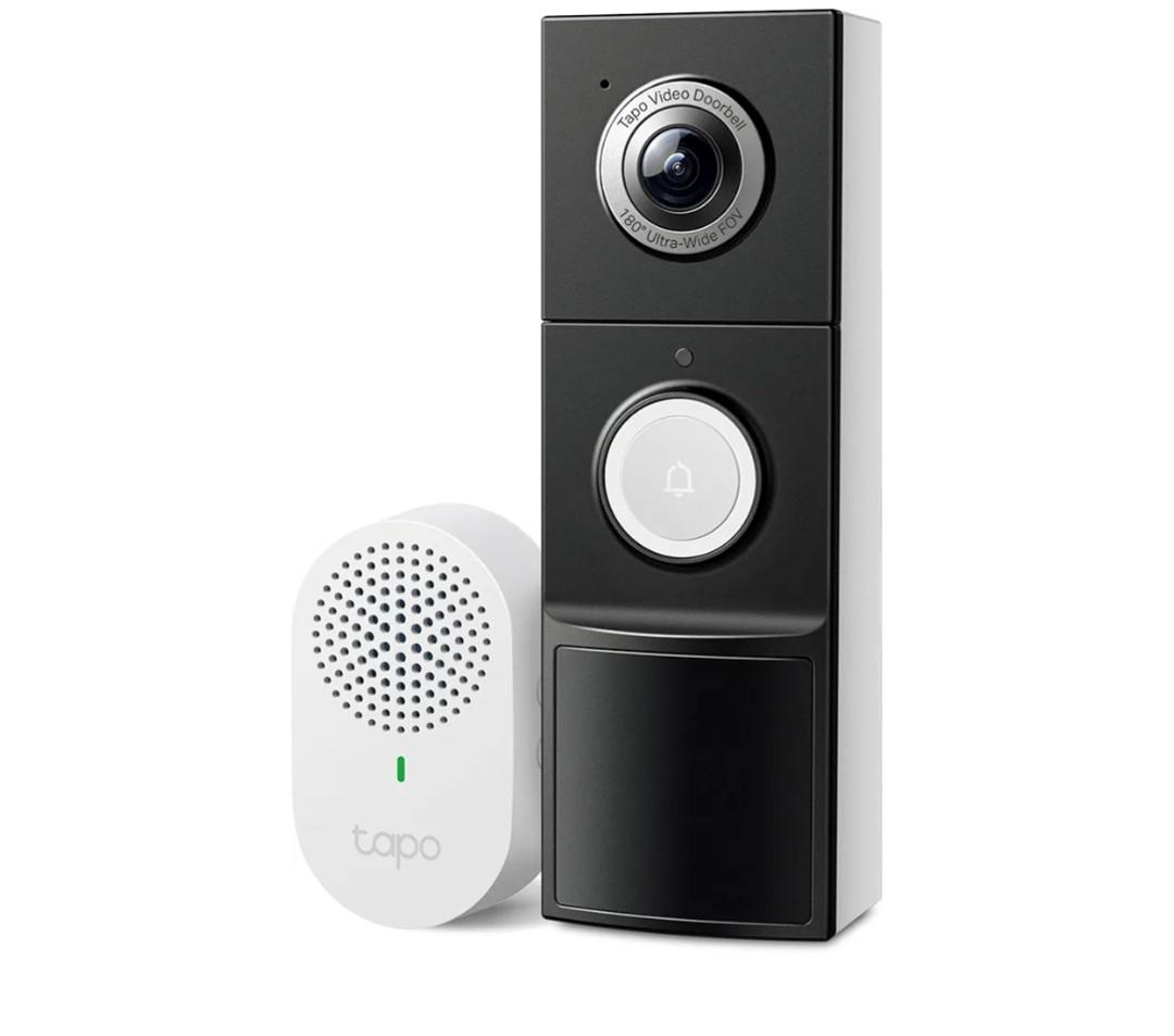 Tapo 2K+ Wired or Battery Powered Smart Video Doorbell with Chime - 180° Field of View, Person/Vehicle/Package Detection, Ring Call, 2-Way Audio, Subscription-Free Local Storage or Optional Cloud,D225