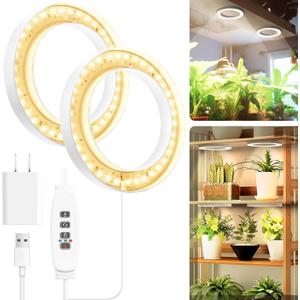 Mosthink 6.3" Ceiling Grow Lights for Indoor Plants, 144 LEDs Plant Light Full Spectrum, Under Cabinet Growing Lamp with Auto Timer, 10 Dimmable Levels, 3 Modes with Transparent Cover,Corded