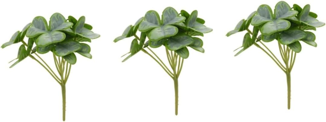 Amosfun 3 Bunches Potted Material Day Exquisite Bush Decorations Green Patricks St Faux Plants Fake Branch for Clover Simulation Silk Party Adornment Simulated Branc Leaves Vase