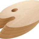 25 Pack Wood Painting Palette, Oil Wooden Paint Palette, Oval-Shaped Artist Painting Palette with Thumb Hole, Art Pallet for Painting (8 x 12 Inches)