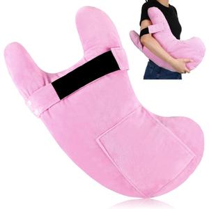 TrelaCo Post Shoulder Surgery Pillow with Pocket, Rotator Cuff Pillow Pain Relief for Sleeping, After Shoulder Surgery Must Haves for Arm Pressure Relief(Pink)