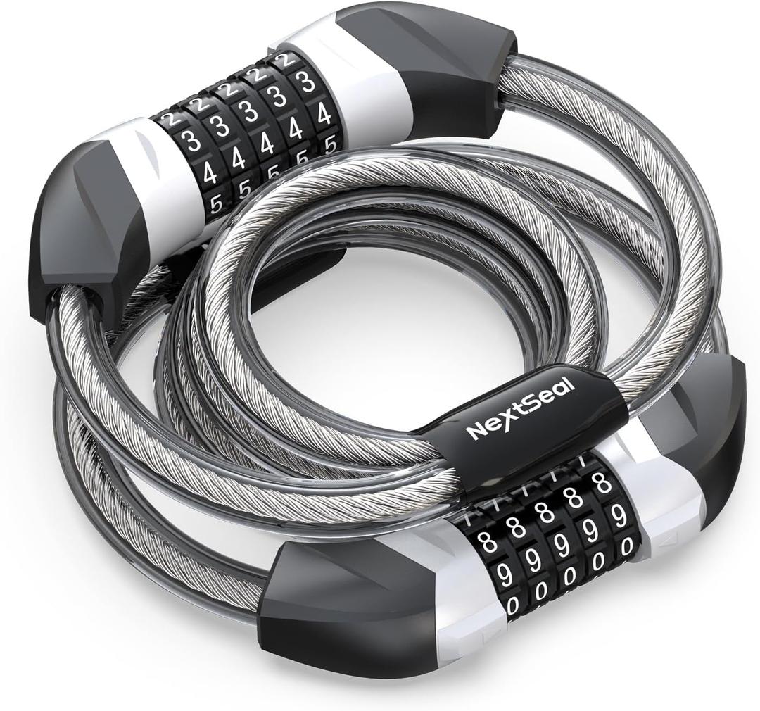 Electric Scooter Lock, Bike Lock with 5-Digit Combination, 12MM Dual Cable Locks, Security 41.3 inch Feet Bicycle Lock Anti Theft for Scooter, Bicycle, E-Bike, Electric Scooter Accessories