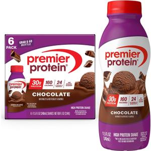 Premier Protein Shake, Chocolate, 30g Protein, No Added Sugar, 24 Vitamins & Minerals to Support Immune Health, 11.5 fl oz, 6 Pack BB Date: 11/3/2025