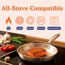 Ziruma Non-Toxic 9.5" Surgical Grade Stainless Steel Frying Pan, Fully Clad for Fast & Even Heat, PFOA-Free, Induction Compatible, Oven Safe to 500F