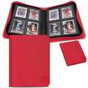 Toploader Binder, HYMENEX 4 Pocket Top Loader Card Binder Holds 112 Toploaders for Trading Cards 3" x 4" Rigid Card Holders and Sports Cards - Red