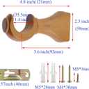 Antrader Wood Curtain Rod Brackets,Wood Color Support Bracket,Window Curtain Hooks for Curtain Rod 1-3/8in(35mm) Diameter,Pack of 4