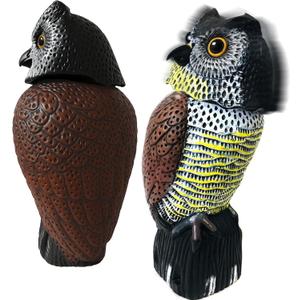 GiftExpress 16" Large Owl Decoy with Rotating Head  Realistic Garden Statue Bird & Squirrel Deterrent, Life-Size Predator Scarecrow for Outdoor Yard & Garden Protection