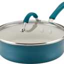 Rachael Ray Cucina Ceramic Nonstick Saute Pan with Lid, 3 Quart Non Stick Sauteuse Pan, Dishwasher Safe - Marine Blue