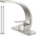 Bathroom Sink Faucet Modern Single Hole 1-Handle Faucet, Brushed Nickel Solid Brass Faucets, Mount Curved Lavatory Faucets Mixer Tap
