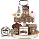 3 x Jetec 12 Pcs Thanksgiving Tiered Tray Decor Set Pumpkin Gnome Truck Wood Sign Rustic Farmhouse Decorations Autumn Table Centerpieces Harvest Decorative Tabletop Signs for Home Kitchen