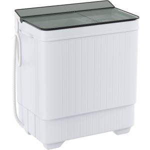 Portable Washing Machine, Twin Tub 18.7 Lbs Capacity, Washer(14.3 Lbs) and Spinner(4.4 Lbs) Combo, Compact Laundry Washer for Home, Apartment, Camping, RVs and Dorms, Black/White