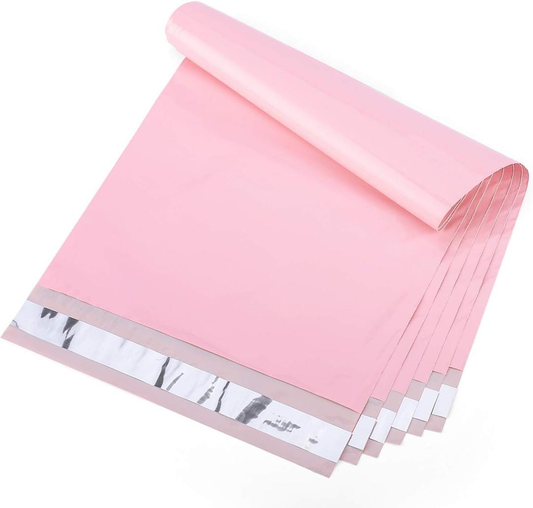 Metronic Poly Mailers 10X13 100 Pack, Strong Adhesive Shipping Envelopes for Clothing, Medium Shipping Bags for Small Businesses, Waterproof Mailers Poly Bags, Packages Bags Light Pink