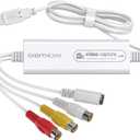 Video Capture, USB Video Capture Device, Convert VHS to Digital, VHS/VCR/Hi8/Mini DV to Digital/DVD Converter, for Tape Player Camcorder Camera PC TV OBS, for Mac OS, Android, Windows (White)