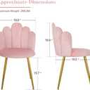 Vanity Chair for Makeup Room - Midcentury Modern Accent Velvet Chair with Back Support, Gold Legs for Living Room Bedroom (Pink), 19.29D x 21.26W x 16.93H in