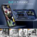 DEERLAMN Case for iPhone 13 Pro with Slide Camera Cover+Screen Protector(1 Pack),Rotated Ring Kickstand Military Grade Shockproof Protective Cover-Navy Blue