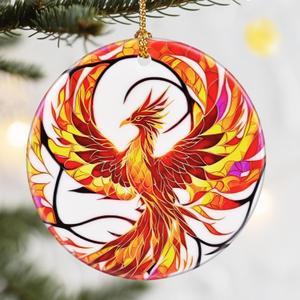 Phoenix Christmas Ornaments, Dodosky 2.8in Ceramic Xmas Decor, Christmas Tree Ornaments, Xmas Decorations for Tree, Holiday Ornament, Gift Ideas, Phoenix Gifts, Gifts for Women, Men, Bird Lovers