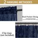 Gwine Navy Blue Curtains 84 Inches Long 2 Panels Set, Light Filtering Soft Lightweight Sheer Curtains, Leaf Clip Jacquard Textured Curtain for Bedroom Living Room, 42Wx84L Inches, 2PCS