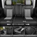 Seat Covers for Toyota Tundra 2014 2015 2016 2017 2018 2019 2020 2021 Custom Fit Full Set, Waterproof & Durable Leather Seat Covers for Car - Black/Grey (Only for CrewMax Cab)