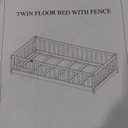 Bellemave Twin Size Floor Bed with Door and Fence for Kids, Montessori Floor Bed with Slats and Safety Guardrails, Solid Wood Twin Bed Frame for Girls Boys(Twin, Gray)