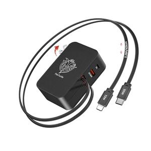 FlexTurtle【Ultra-Compact】 4 in 1 Retractable Wall Charger with Dual Cables(3.28ft), Retractable Phone Charger Wall Plug with 2 USB Ports, 35W Retractable Charger for iPhone 17/16/15/14,iPad (Black)