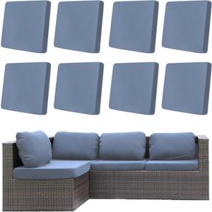 8Pcs Outdoor Cushion Covers, Patio Cushion Covers,Stretch Elastic Slipcovers, Replacement Washable & Reusable Furniture Protector for Patio Couch (Grey Blue,Cover Only) (8Pcs-Solid color)
