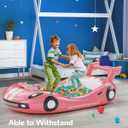 QPAU Blow up Inflatable Toddler Travel Bed with Sides, Toddler Air Mattress for Camping, Traveling, Hotel, or Home Use, Hand Pump Included (Pink)