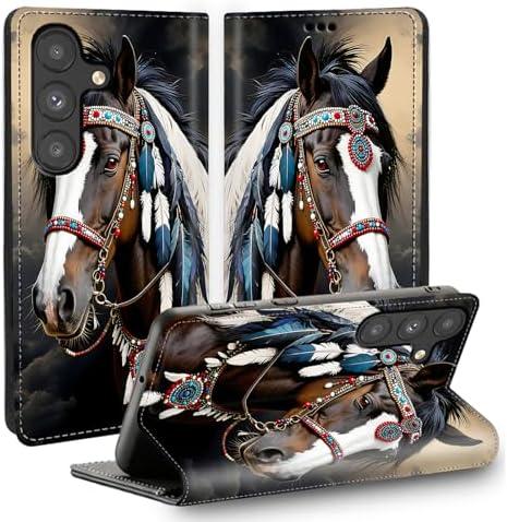 TSNJTBDL Case for Galaxy S26 Plus Wallet Case with Card Holder, RFID Blocking Full Coverage PU Leather Shockproof Cover, Phone Case for Samsung Galaxy S26 Plus 6.7" - Horse